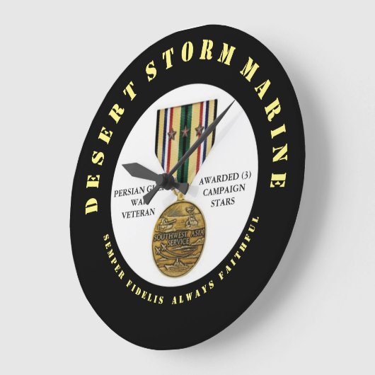 3キャンペーンスターペルシャ湾戦争退役軍人 ラージ壁時計 (傾斜)