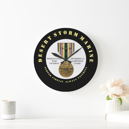 3キャンペーンスターペルシャ湾戦争退役軍人 ラージ壁時計 (ホーム)