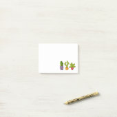 3キュートサボテンin花ポットおもしろいイラストレーション ポストイット (デスク上)