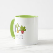 3キュートサボテンin花ポットおもしろいイラストレーション マグカップ (正面左)