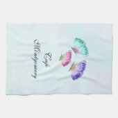 3キュートパステルカラフルウォーターカラー蝶 キッチンタオル (横)