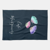 3キュートパステルカラフルウォーターカラー蝶 キッチンタオル (横)