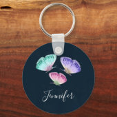 3キュートパステルカラフルウォーターカラー蝶 キーホルダー (正面)