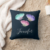 3キュートパステルカラフルウォーターカラー蝶 クッション (ブランケット)