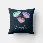 3キュートパステルカラフルウォーターカラー蝶 クッション (裏面)