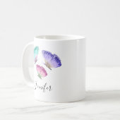 3キュートパステルカラフルウォーターカラー蝶 コーヒーマグカップ (正面左)