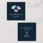 3キュートパステルカラフルウォーターカラー蝶 スクエア名刺 (正面/裏面)