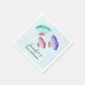 3キュートパステルカラフルウォーターカラー蝶 スタンダードカクテルナプキン (角)