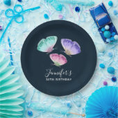 3キュートパステルカラフルウォーターカラー蝶 ペーパープレート (パーティー)