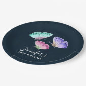 3キュートパステルカラフルウォーターカラー蝶 ペーパープレート (アングル)