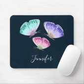 3キュートパステルカラフルウォーターカラー蝶 マウスパッド (マウス)