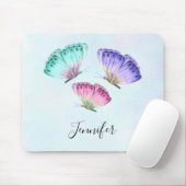 3キュートパステルカラフルウォーターカラー蝶 マウスパッド (マウス)