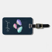 3キュートパステルカラフルウォーターカラー蝶 ラゲッジタグ (正面横)