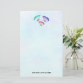 3キュートパステルカラフルウォーターカラー蝶 便箋 (スタンド正面)