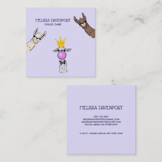 3キュートラマ顔イラストレーション スクエア名刺 (正面/裏面)