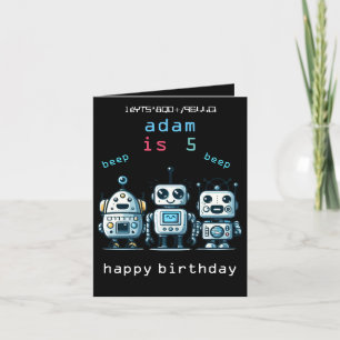 3キュート黒ヴィンテージレトロsci fiロボット誕生日 サンキューカード