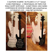 3ギターソングシートミュージックマンハッピーバースデーカード