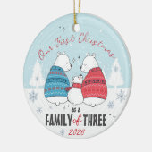 3クマの家族スノーフレーク私たちの初めてのクリスマス セラミックオーナメント (左)