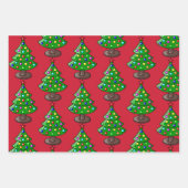 3クリスマかわいらしスサンタツリーキャンドル ラッピングペーパーシート (正面3)