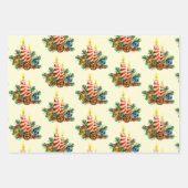 3クリスマかわいらしスサンタツリーキャンドル ラッピングペーパーシート (正面)