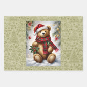 3クリスマスにビッグ・テディ・ベア ラッピングペーパーシート (正面3)