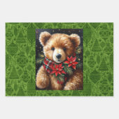 3クリスマスにビッグ・テディ・ベア ラッピングペーパーシート (正面)