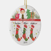3クリスマスのオーナメントのかわいい小妖精や小人のストッキングの系列 セラミックオーナメント (右)