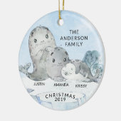 3クリスマスのシールファミリー家族 セラミックオーナメント (左)
