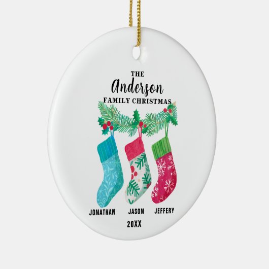 3クリスマスストッキングパーソナライズされた セラミックオーナメント (右)