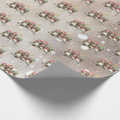 3クリスマスフクロウの家族の水の色イラストレーション ラッピングペーパー (角)