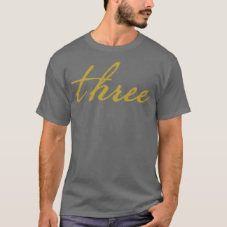 3クリスマスプレゼントミニマルタイポグラフィ金ゴールドスクリプト Tシャツ