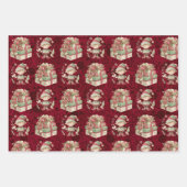 3クリスマス小妖精や小人かわいらしプレゼント ラッピングペーパーシート (正面)