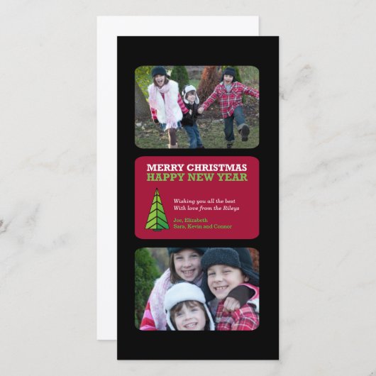 3グリッドクリスマス/年末年始のフォトカード シーズンカード (正面/裏面)