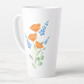 3ケシ水彩花束 カフェラテマグ (左アングル)