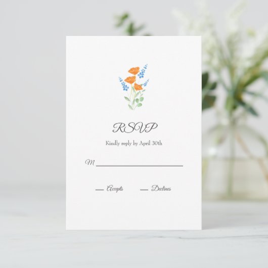 3ケシ水彩花束 出欠カード (スタンド正面)