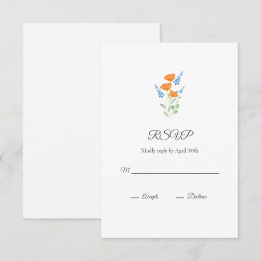 3ケシ水彩花束 出欠カード (正面/裏面)