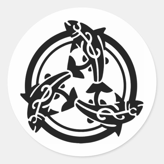 3ケルトの部族魚の刺青 ラウンドシール (正面)