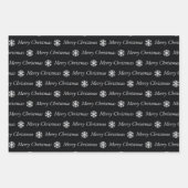 3コーディネート白黒クリスマススノーフレーク ラッピングペーパーシート (正面3)