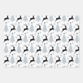 3コーディネート白黒クリスマススノーフレーク ラッピングペーパーシート (正面2)