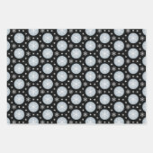 3コーディネート白黒クリスマススノーフレーク ラッピングペーパーシート (正面)