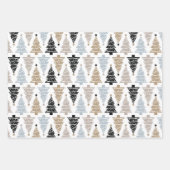 3コーディネート白黒クリスマスツリーストライプ ラッピングペーパーシート (正面)