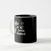 3コーヒーとジャーマンシェパード ツートーンマグカップ (正面左)