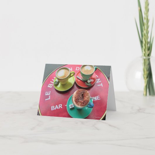 3コーヒーカップ、パリカフェ サンキューカード (正面)