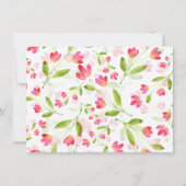 3コーラルピンクの水の色のフローラ茎のパターン サンキューカード (裏面)