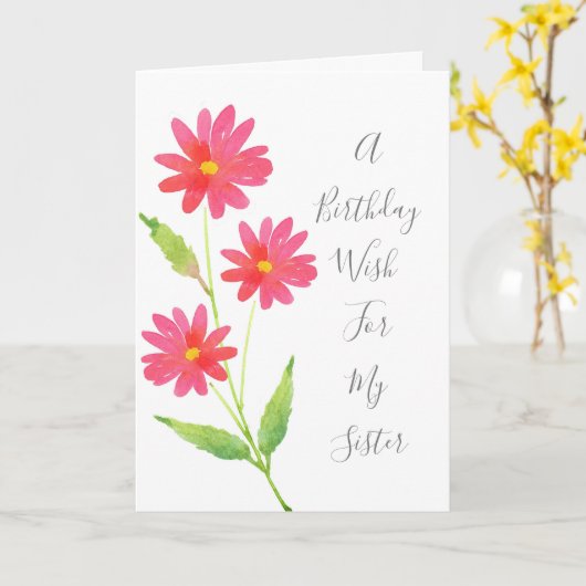 3コーラルピンクウォーターデイジー カード (黄色い花)