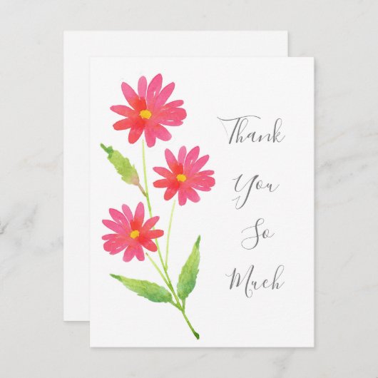 3コーラルピンクウォーターデイジー サンキューカード (正面/裏面)