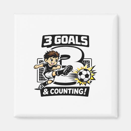 3ゴールカウント サッカー 誕生日 3歳児用 マグネット (正面)
