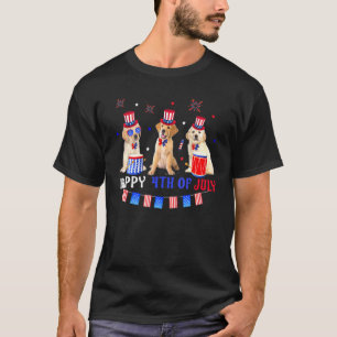 3ゴールデンレトリエバーハッピーアメリカ7月4日 Tシャツ