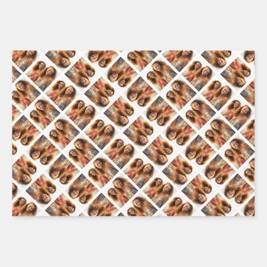 3サイズの写真違う3枚のファンキーデザイン ラッピングペーパーシート (正面3)