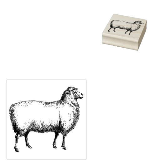 3サイズゴムスタンプアンティーク画像ヒツジ ラバースタンプ (押印)